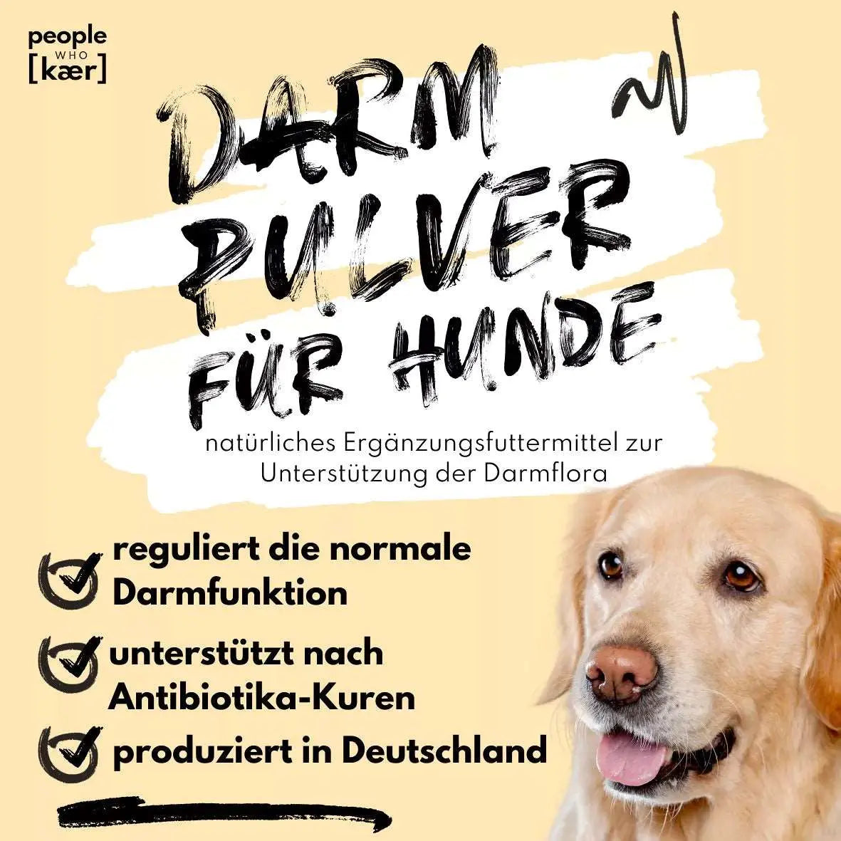 Darmpulver für Hunde - Prä- & Probiotika, Flohsamenschalen und Inulin  - people who kaer - Puplando