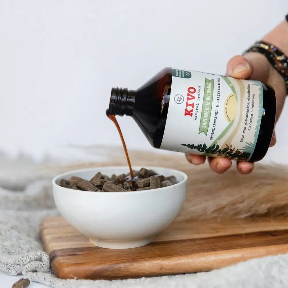 Sardinenöl aus Wildfang - Grünlippmuschel und Haifischknorpel - Kivo Petfood Kivo Petfood